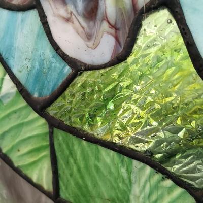 LOT 321: Butterflies and Flowers Stained Glass Fireplace Screen