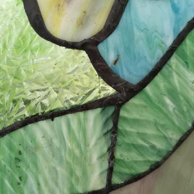 LOT 321: Butterflies and Flowers Stained Glass Fireplace Screen