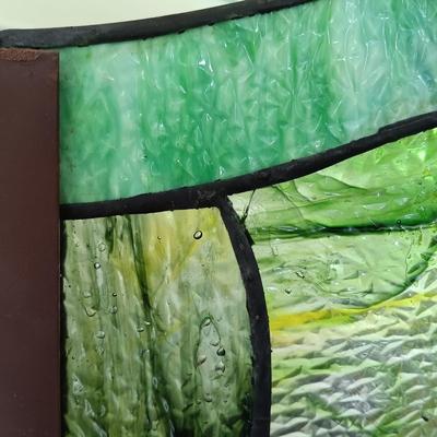 LOT 321: Butterflies and Flowers Stained Glass Fireplace Screen