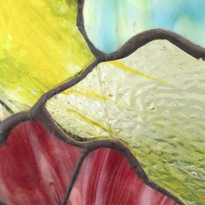 LOT 321: Butterflies and Flowers Stained Glass Fireplace Screen