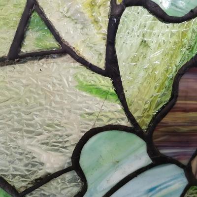 LOT 321: Butterflies and Flowers Stained Glass Fireplace Screen