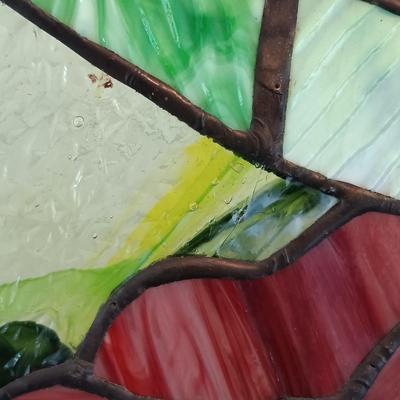 LOT 321: Butterflies and Flowers Stained Glass Fireplace Screen