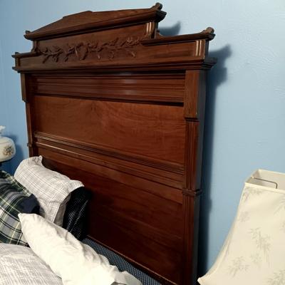 LOT 323: Stunning Early 20th Century Queen Size High-Back Bed Frame