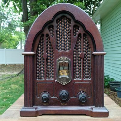 LOT 348: GE Cathedral Radio Model 7-4100JA with Record Stand