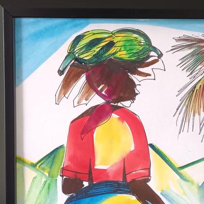 LOT 369: Philip Higgins Signed Art, Lion Block Print & Giraffe Silhouette Art by A'Mali