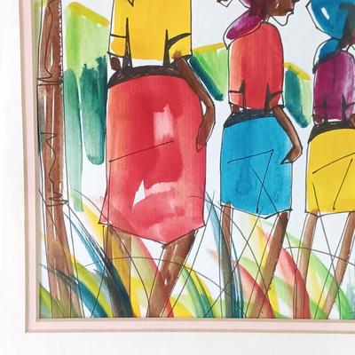 LOT 369: Philip Higgins Signed Art, Lion Block Print & Giraffe Silhouette Art by A'Mali