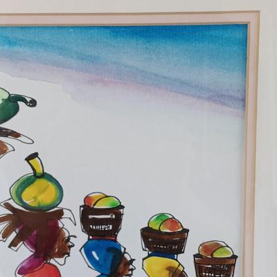LOT 369: Philip Higgins Signed Art, Lion Block Print & Giraffe Silhouette Art by A'Mali