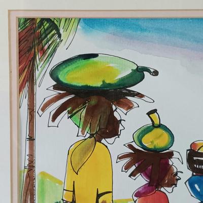 LOT 369: Philip Higgins Signed Art, Lion Block Print & Giraffe Silhouette Art by A'Mali