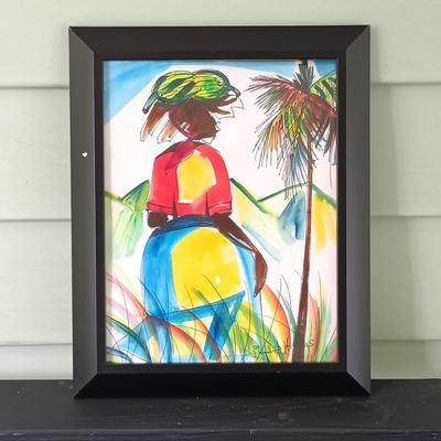 LOT 369: Philip Higgins Signed Art, Lion Block Print & Giraffe Silhouette Art by A'Mali