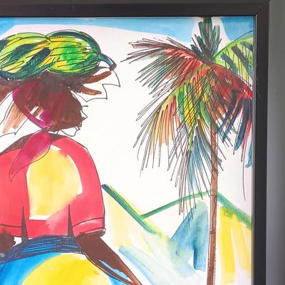 LOT 369: Philip Higgins Signed Art, Lion Block Print & Giraffe Silhouette Art by A'Mali