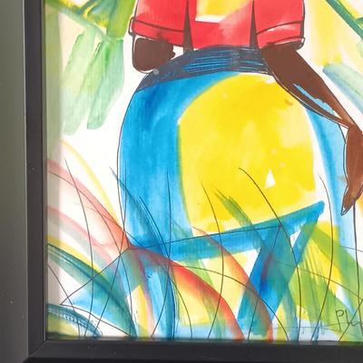 LOT 369: Philip Higgins Signed Art, Lion Block Print & Giraffe Silhouette Art by A'Mali
