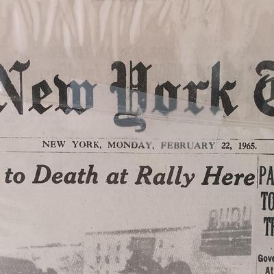 LOT 371: Signed and Numbered Ink Drawing of Time Square with The New York Times February 22, 1965