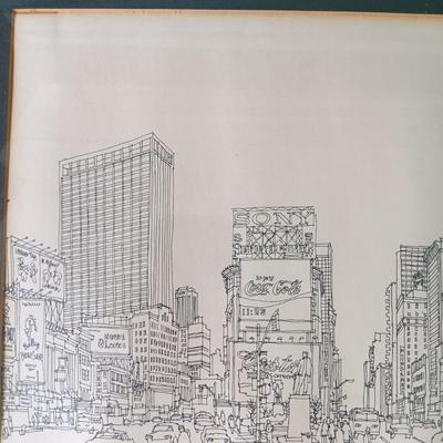 LOT 371: Signed and Numbered Ink Drawing of Time Square with The New York Times February 22, 1965