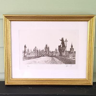 LOT 372: Framed La Rire 29 Octobre 1898 Cover, Signed and Numbered Print of Charles Bridge, Prague & Lithographs of a Victorian Man...