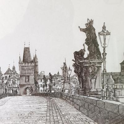 LOT 372: Framed La Rire 29 Octobre 1898 Cover, Signed and Numbered Print of Charles Bridge, Prague & Lithographs of a Victorian Man...