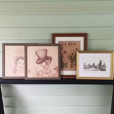 LOT 372: Framed La Rire 29 Octobre 1898 Cover, Signed and Numbered Print of Charles Bridge, Prague & Lithographs of a Victorian Man...