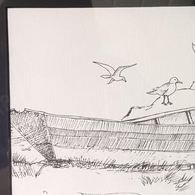 LOT 373: Signed Michael Duncan Art Print 'Power Play' with a G.R. Felton Watercolor & Ink Sketch