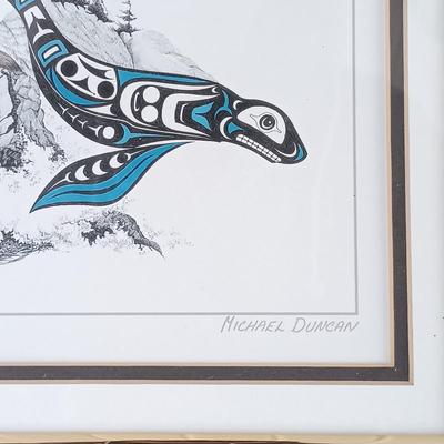 LOT 373: Signed Michael Duncan Art Print 'Power Play' with a G.R. Felton Watercolor & Ink Sketch