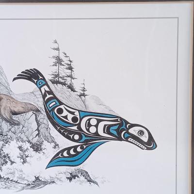 LOT 373: Signed Michael Duncan Art Print 'Power Play' with a G.R. Felton Watercolor & Ink Sketch