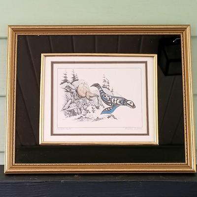 LOT 373: Signed Michael Duncan Art Print 'Power Play' with a G.R. Felton Watercolor & Ink Sketch