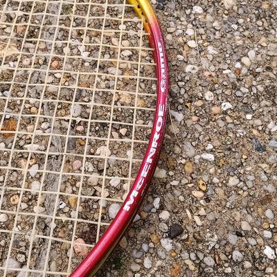 LOT 375: Set of (4) Tennis Rackets with Tennis Ball Signed Billie Jean King