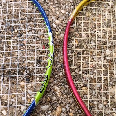 LOT 375: Set of (4) Tennis Rackets with Tennis Ball Signed Billie Jean King