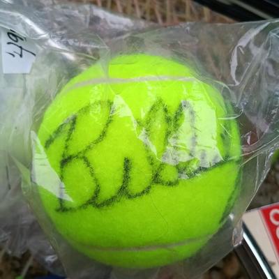 LOT 375: Set of (4) Tennis Rackets with Tennis Ball Signed Billie Jean King