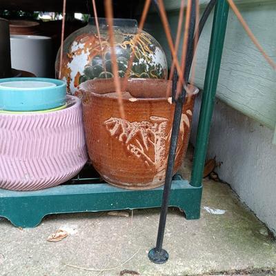 LOT 386: Gardening Lot- 4-Tier Greenhouse Frame, Garden Pots, Plant Stands & More