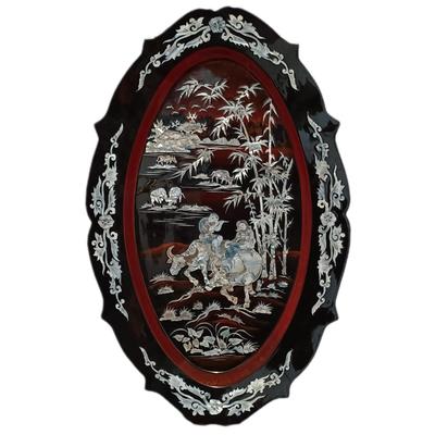 LOT 387: Large Mother of Pearl Inlaid Lacquerware Tray Art