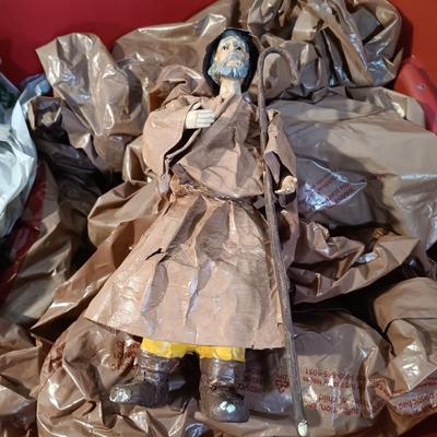 LOT 389: Christmas Collection- Nativity, Christmas Cactus and a Tote Filled with Christmas Decor