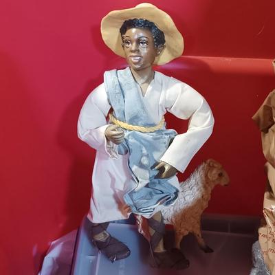 LOT 389: Christmas Collection- Nativity, Christmas Cactus and a Tote Filled with Christmas Decor