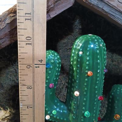 LOT 389: Christmas Collection- Nativity, Christmas Cactus and a Tote Filled with Christmas Decor