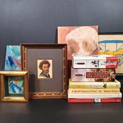 LOT 398: Gouache Portrait of a Man by S. Nogard, Paintings of Vintage Cars, Books & More