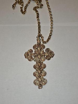 Gold tone cross necklace