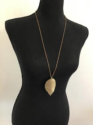 Gold Tone Leaf Necklace