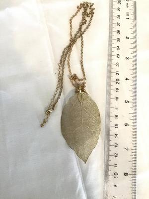 Gold Tone Leaf Necklace