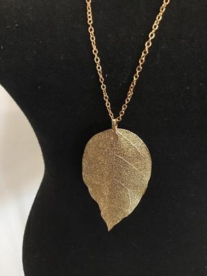 Gold Tone Leaf Necklace