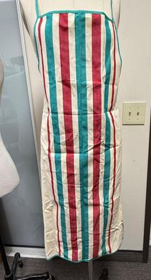 Red Green and White Striped Apron cotton material, large enough for a man or a woman
