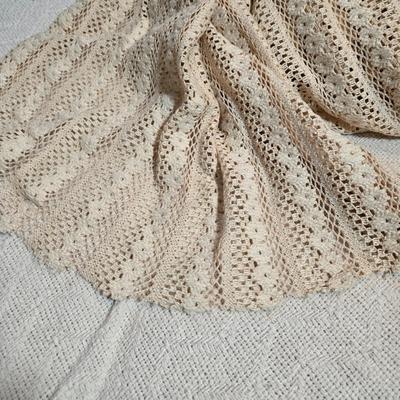 LOT 1: Multiple Linens Including Long Window Scarf, Lace Tablecloths and More