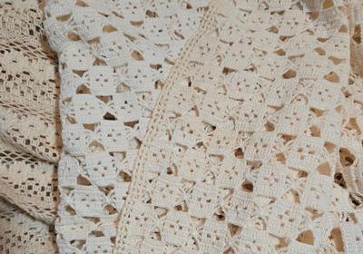 LOT 1: Multiple Linens Including Long Window Scarf, Lace Tablecloths and More