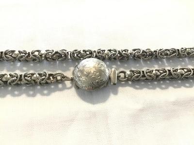 Byzantine Silver Tone Chain With Beatiful Clap Vintage