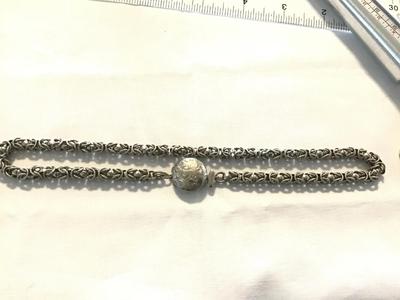 Byzantine Silver Tone Chain With Beatiful Clap Vintage