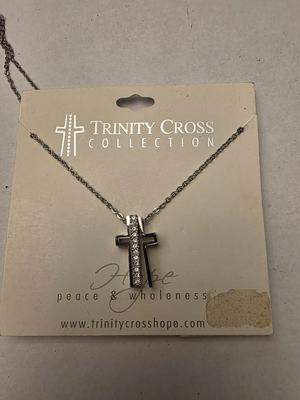 Silver toned trinity cross