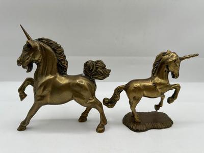 Pair of Vintage Brass Unicorn Figurines