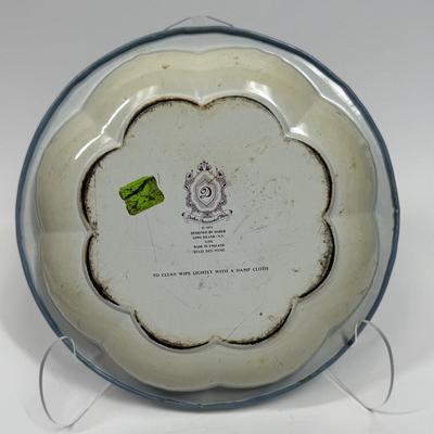 Vintage Daher Decorated Ware Blue White Tin Bowl Floral 10 1/4"