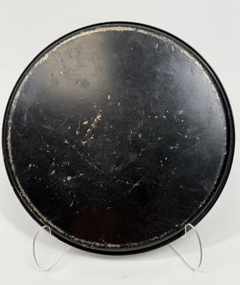 Vintage Nashco Toleware Hand Painted Black Round Metal Tray 12.75" Round Decorative Tray. Cottage Core. Granny Chic. Fall Decor.
