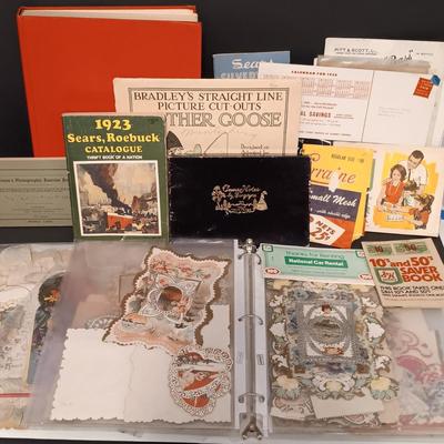 LOT 402: Vintage Ephemera- Sears Catalogs Reproductions, Valentines, Advertising, Coupons & More