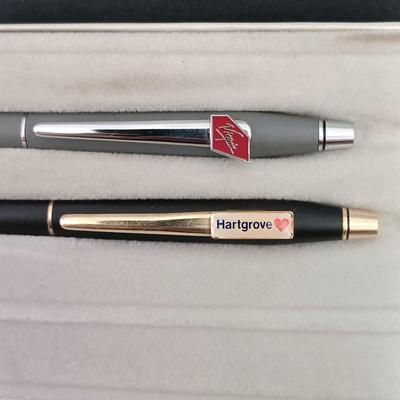 LOT 420: Cross Virgin Airlines and Hargrove Ball Point Pen Set with Bulova Watch