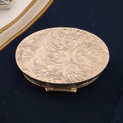 LOT 423: Faberge Miniature Plate, Rodolfo Roma Scarf, Berkshire Scarf, Charlie Solid Perfume Envelope Charm & More