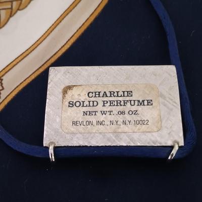 LOT 423: Faberge Miniature Plate, Rodolfo Roma Scarf, Berkshire Scarf, Charlie Solid Perfume Envelope Charm & More